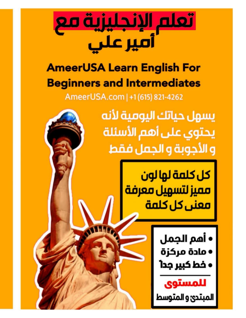 تعلم الإنجليزية مع امير علي: AmeerUSA Learn English For Beginners and Intermediates (مجموعة كتب أمير علي 2025)