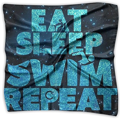 EAT SLEEP SWIM Silk Scarf Women's Fashion Graphic Square Neckerchief S