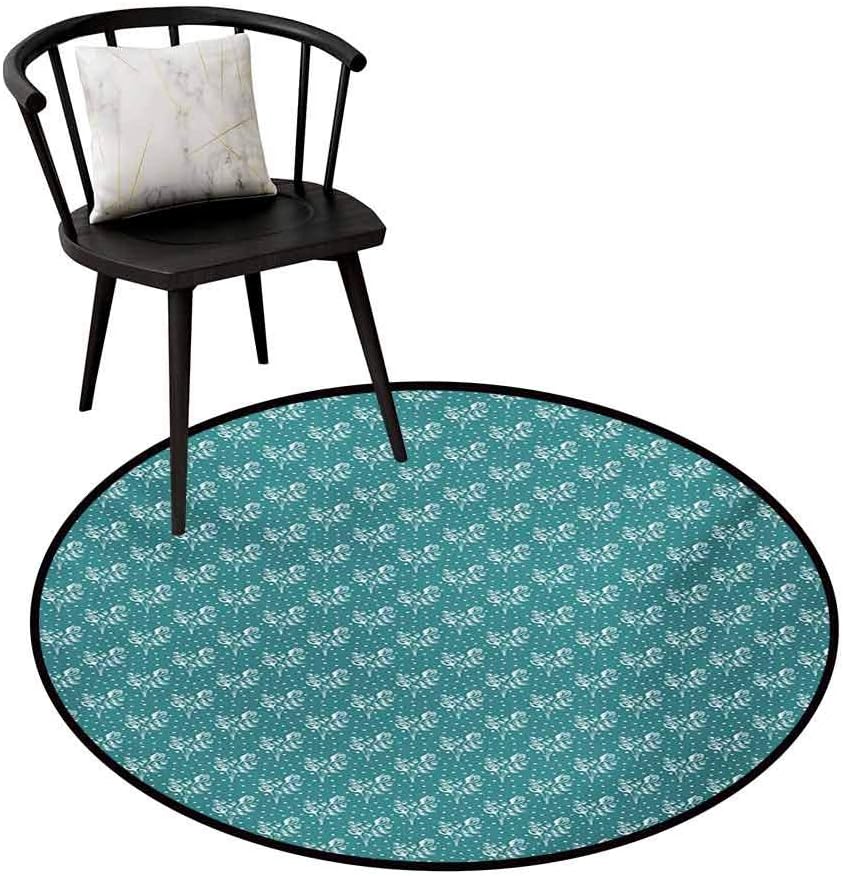 RUGSMAT Traditional Round Area Rug Design,Old Fashioned Weathered Rustic Planks Summer Cottage Beach Coastal Theme,Non-Slip No-Shedding Kitchen Soft Floor Mat Round-39 Inch Pale Blue Tan