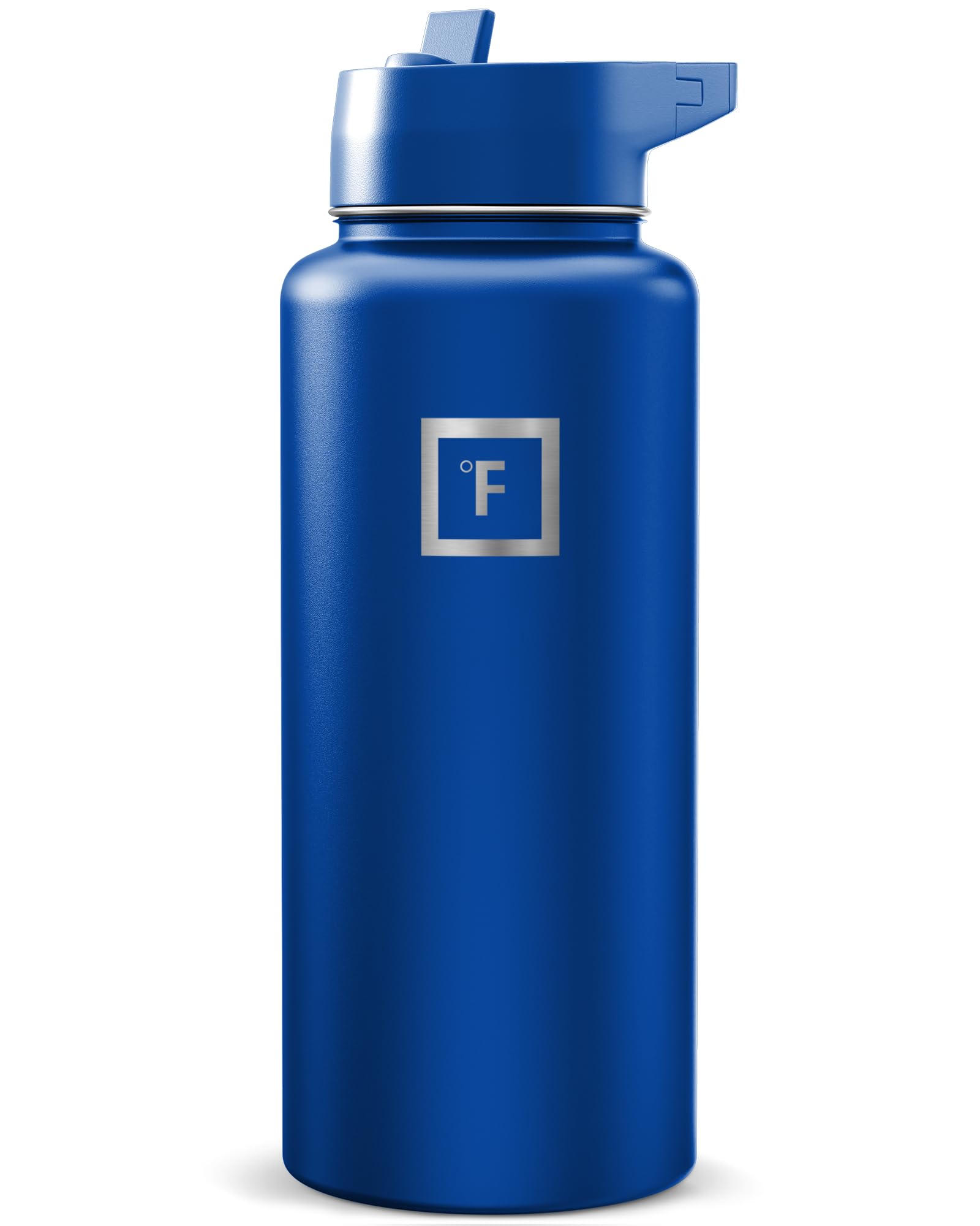 IRON °FLASK Camping & Hiking Hydration Flask with Straw, Wide Mouth Insulated Stainless Steel Sports Water Bottle - Twilight Blue 32 oz - Straw (1 Lid) Image