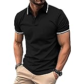 ZITY Mens Polo Shirts Casual Short Sleeve Athletic T-Shirts Classic Contrast Collar Shirt with Pocket