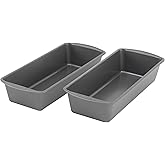 GoodCook Set of 2 Extra Large 13" x 5" Nonstick Steel Bread Loaf Pans, Gray - Set of Two Loaf Pans, Even Heat Distribution, S
