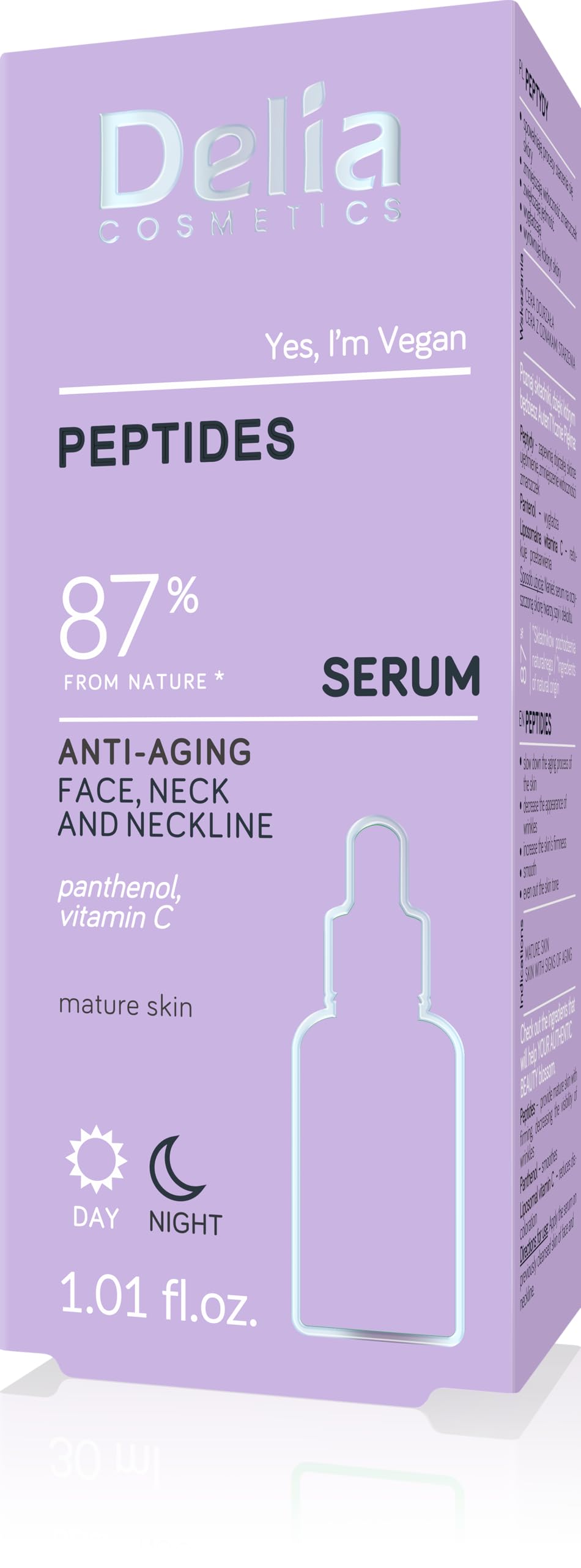 Delia Cosmetics - Anti-Wrinkle Serum - Peptides - Mature Skin - Reduces Wrinkles. Evens Out Skin Tone. Delay Aging Process - Smooth, Firm Skin - Vegan - 30ml