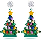 Christmas Earrings for Women Cute Sweet Reindeer Jingle Bell Bow Candy Cane Earrings Colourful Snowflake Christmas Tree Earrings Christmas Holiday Jewelry