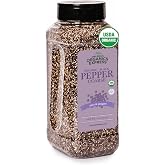 HQOExpress Organic 14 Mesh Coarse Ground Black Pepper - Restaurant Style for Cooking - USDA Certified Organic - Non-GMO - Sustainably Grown - 16 oz. Chef Jar