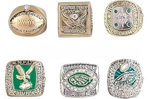 RyDdpz GIFT SET COMMEMORATIVE RINGS FOR 6-TIMES RUGBY CHAMPIONSHIPS, 6 RINGS SET WITH 6-HOLE WOODEN DISPLAY BOX PACKAGING, HOLIDAY GIFT FOR BASEBALL FANS