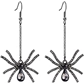 Halloween Black Bat Dangle Earrings - Boo and Cute Pumpkin Statement Spider Spooky Earrings - Fun Holiday Scary Decorations Party Jewelry for Women