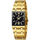 WWOOR Square Watches for Men Stainless Steel Mens Square Watch with Date Original Waterproof Analog Quartz Fashion Business Casual Wristwatch