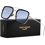 Tony Stark Sunglasses Vintage Square Metal Frame Eyeglasses for Men Women - Iron Man and Spider-Man Sun Glasses