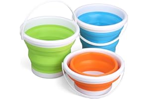 Sand Beach Toy Foldable Buckets Rubber Pails for Kids Adults, Collapisible Pails Sandbox Kit Tool Multi Use for Outdoor, Indo