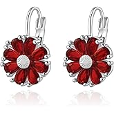Gold Plated Flower Earrings Birthstone Leverback Earrings Hypoallergenic Vintage Floral Earrings for Women Trendy