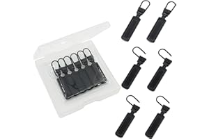 SINCCO 6 Pcs Zipper Pull Replacement, Universal Zipper Pull Tab Fixer Metal Zipper Head Handle Mend Repair Kit for Jacket Purse Backpack Luggage Boot, Black