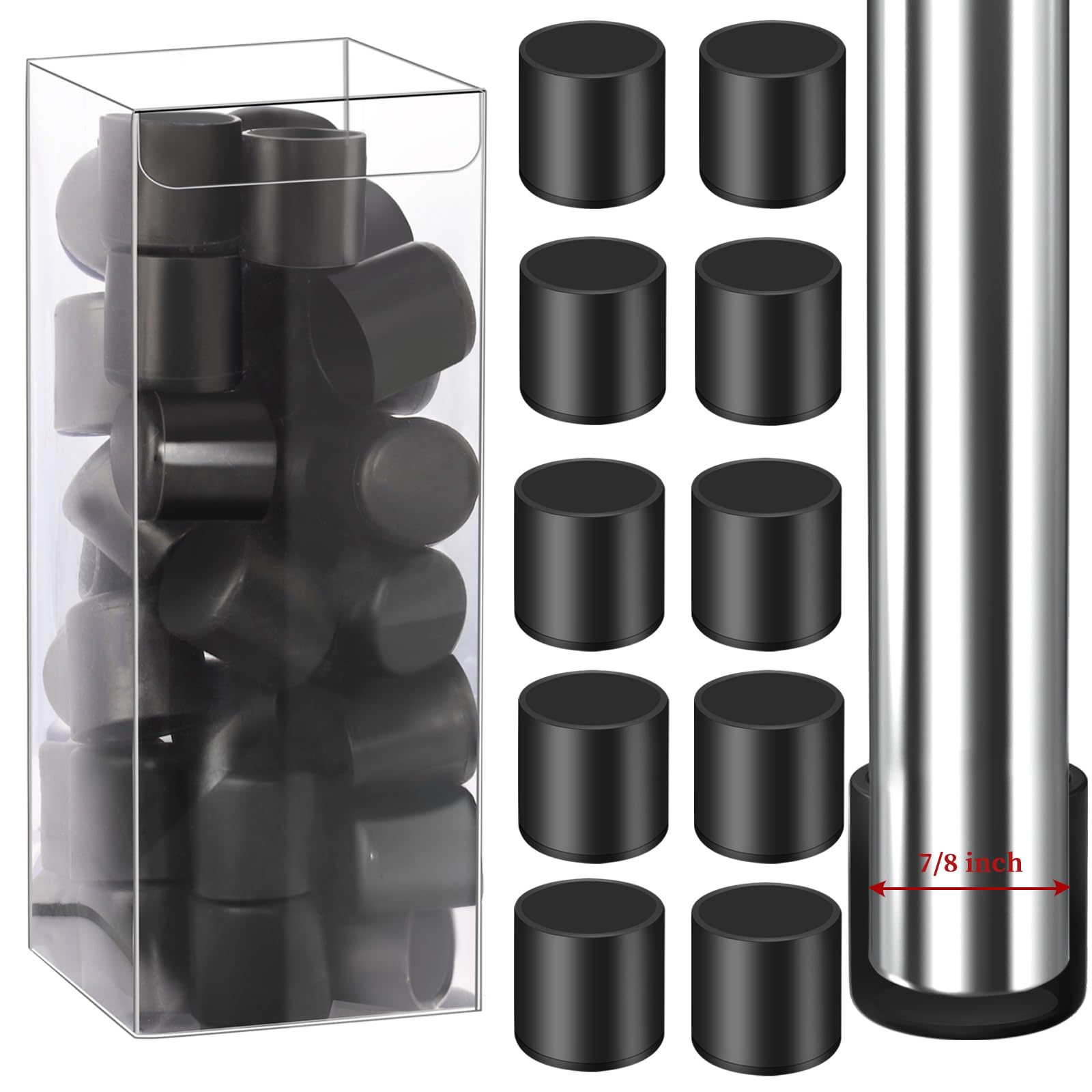Photo 1 of HNYYZL 7/8'' 40Pcs Chair Leg Floor Protectors,Rubber Folding Chair Leg Caps,Rubber Feet,Black