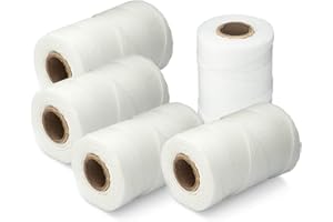 WAXAW 9-Ply Waxed Twine 160 LBS Tensile Strength (5-pack) 500 Feet 8oz per spool | 100% Polyester | White Cable Tie Down Wax Lacing Cord | USA Made