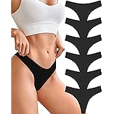CUTE BYTE Cotton Thongs for Women Sexy Womens Underwear Breathable Stretch Low Rise Ladies Panties 6 Pack XS-XL