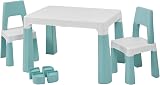 Liberty House Toys Kids Adjustable Table & 2 Chairs, White & Green view 2