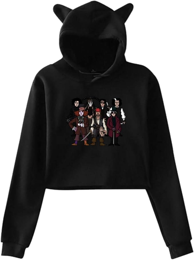 Amazon.com: Johnny Depp Sticker Pullover Hoodie Women's Long Sleeve Cat