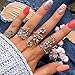 Denifery Women's Ring Unique Vintage Silver Ring Woodland Vine Ring Flower Cirrus Leaf Finger Ring Floral Accessories Gift for Girls Sisters Band Ring (Set of 4)