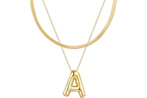 HBFashion Initial Necklaces for Women, Gold Balloon Bubble Letter Necklace,18K Gold Plated Dainty Personalized Puffy Name Necklaces