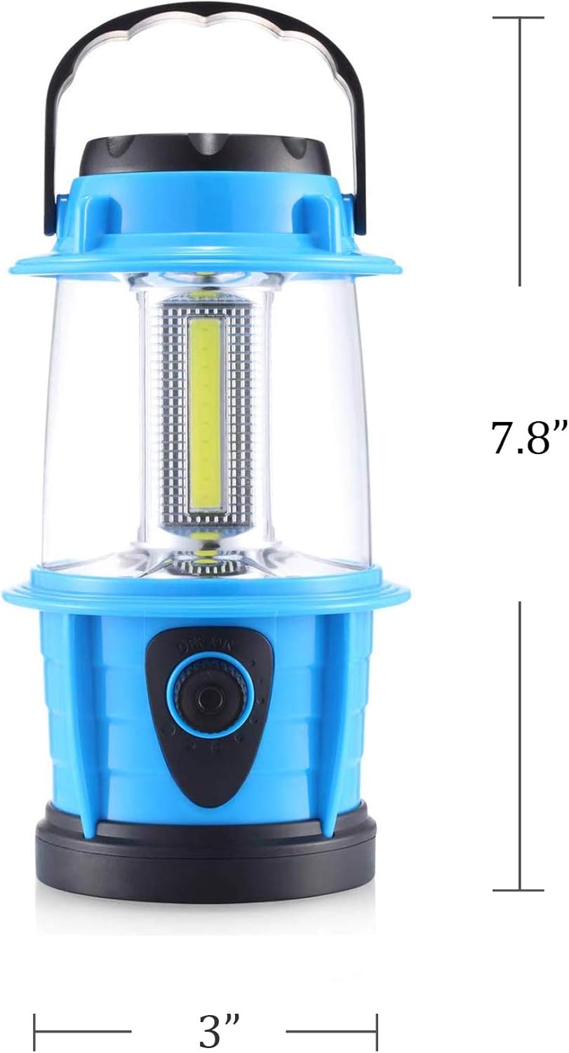 E-TRENDS Portable LED Camping Lantern Flashlight - Dimmable - Survival Kit for Emergency, Power Outage, Hurricane, Battery Powered: Sports & Outdoors