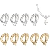 UNICRAFTALE 10Pcs 2 Colors Fold Over Clasps Real 18K Gold Plated Oval Extender Clasps Rhinestone Foldover Extension Clasp Micro Pave Jewelry Clasps Jewelry Clasps for Bracelet Necklace Jewelry Making
