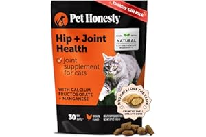 PET HONESTY Cat Hip + Joint Health Chews – Crunchy & Creamy Cat Joint Support Supplement - Glucosamine, Chondroitin & Omega-3s – Supports Mobility, Flexibility & Comfort for Indoor & Outdoor Cats (Chicken 30-Day)