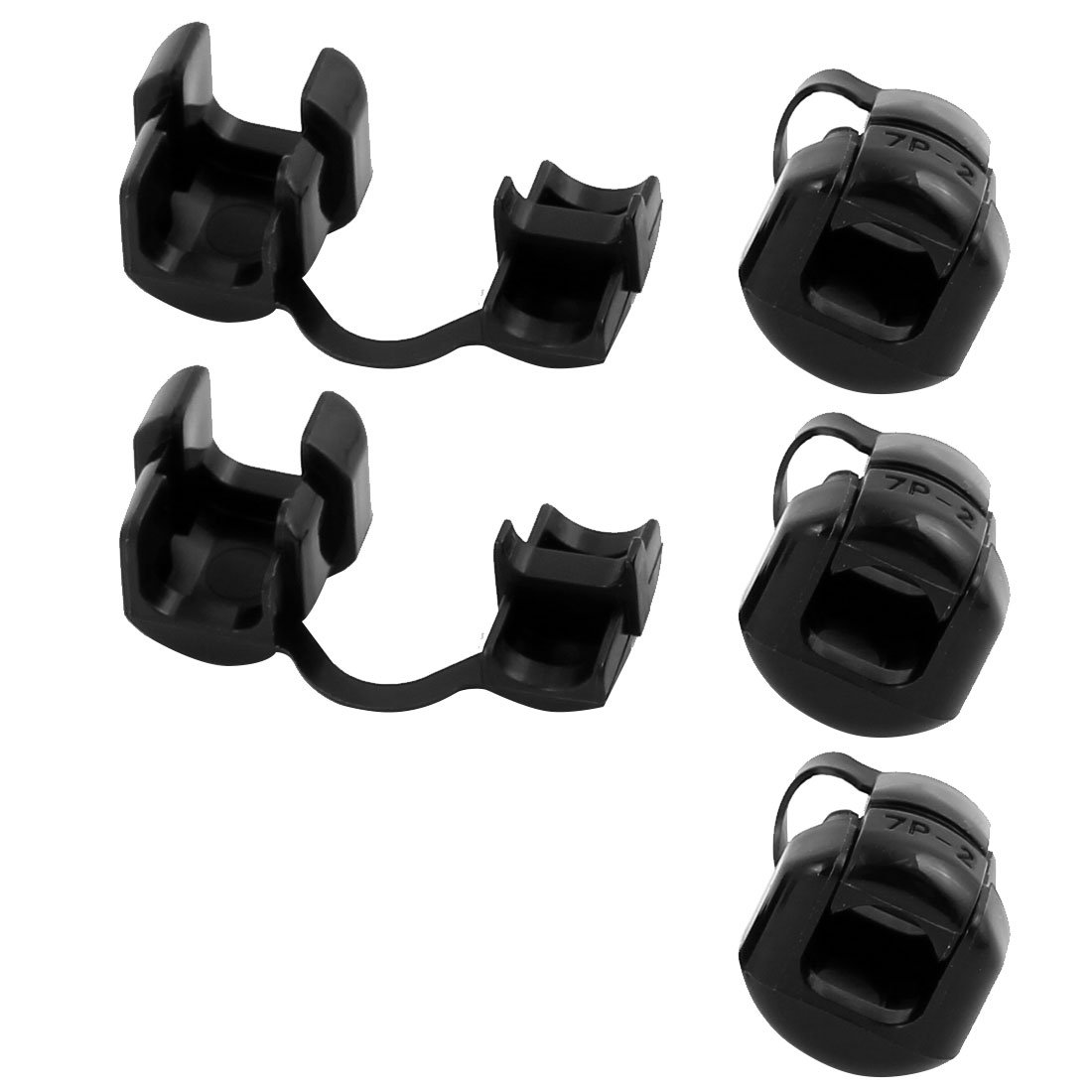 sourcingmap 5Pcs 7P-2 Round Cable Wire Strain Relief Bush Grommet 16mm Diameter Black