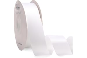 Ribbli White Satin Ribbon Double Faced Satin 1-1/2 Inch x Continuous 50 Yards-White Ribbon for Gift Wrapping Crafts Wedding Decoration Bows Bouquet Floral Arrangement
