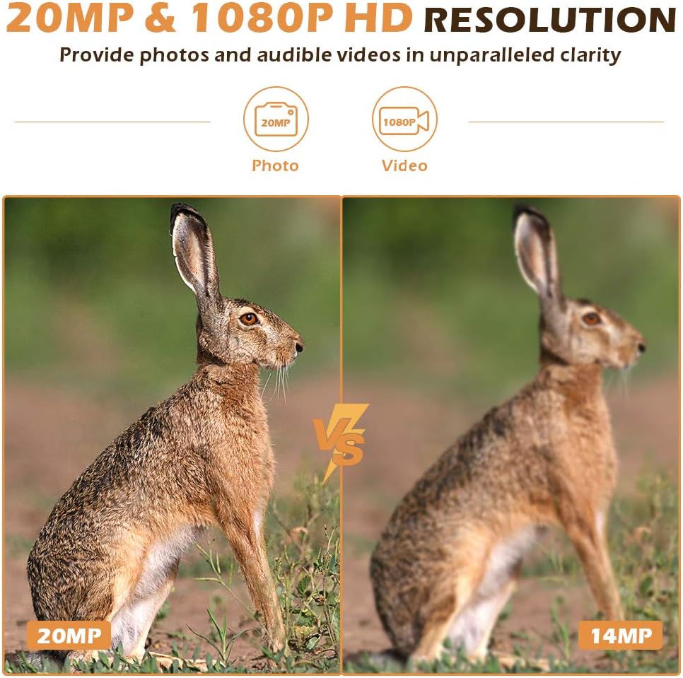 BZK Trail Game Camera - 20MP 1080P HD Waterproof Hunting Cam with Motion Activated Night Vision and 120° Wide Angle Lens for Outdoor Scouting, Wildlife Watching, Farm Monitoring: Electronics
