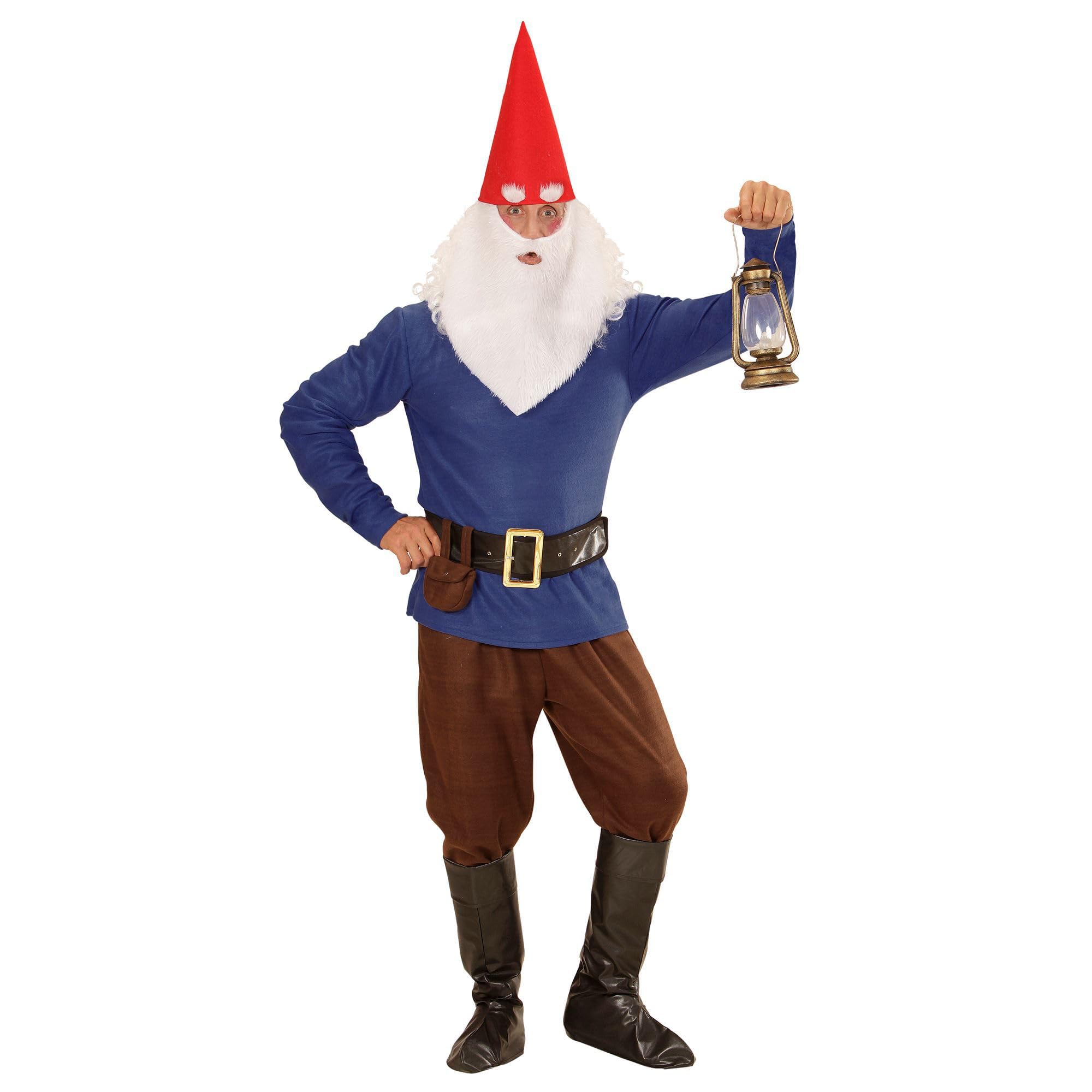 Widmann 01343 - Adult Costume Dwarf, jacket, pants, belt with bag, shoe cover, hat with ears, eyebrows and beard — image 1
