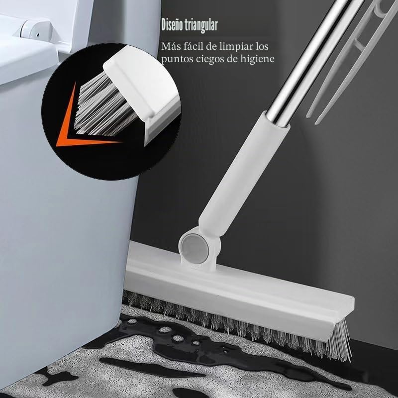 Floor Cleaning Brush with Telescopic Long Handle (145 cm), 3 in 1, V-Shape, with Hard Bristles, Broom for Cleaning Carpets, Wooden Floors, Tiles, Bathroom, Patio, Garage, Wall, Kitchen, Terrace, Floor