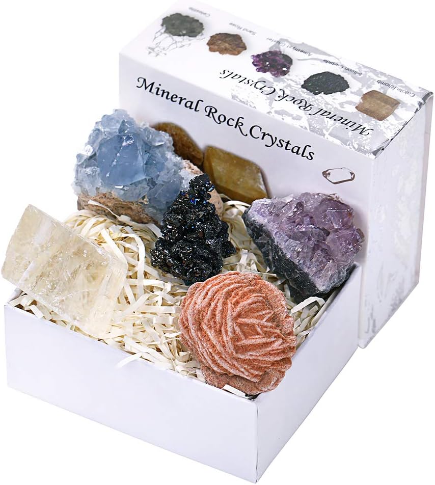 CXD-GEM Mineral Rock Crystals Gift Box Healing Gemstone Collection - Irregular Stone Specimen(Set B)
