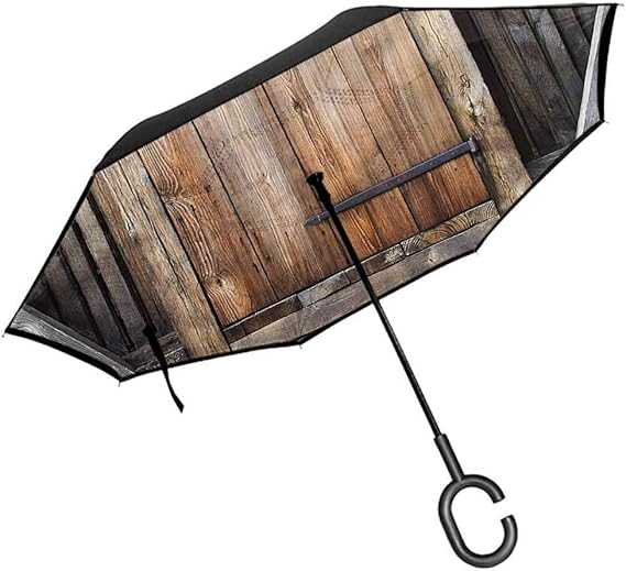 ScottDecor Antique DIY Umbrella Rustic Rural Wood Door Double Layer Inverted