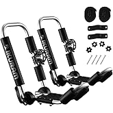 Kayak Roof Rack, Aluminum Kayak Carrier Folding J-Style Universal 3-in-1 Multifunction for Canoe, SUP, Kayaks, Surfboard Rooftop Mount on SUV, Car and Truck Crossbars