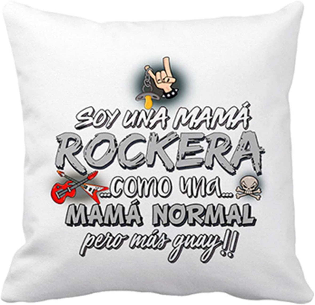 Diver Bebe Cojin Con Relleno Soy Una Mama Rockera Guay 35 X 35 Cm Blanco Hogar Y Cocina Cojines Y Accesorios Thebirthgeeks Com