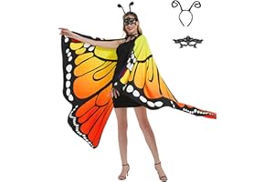 SUNNYLISA Halloween Butterfly Costume for Women and Teen Girls Plus Size Wings,Double Sided Reversible Butterfly Cape for Adults