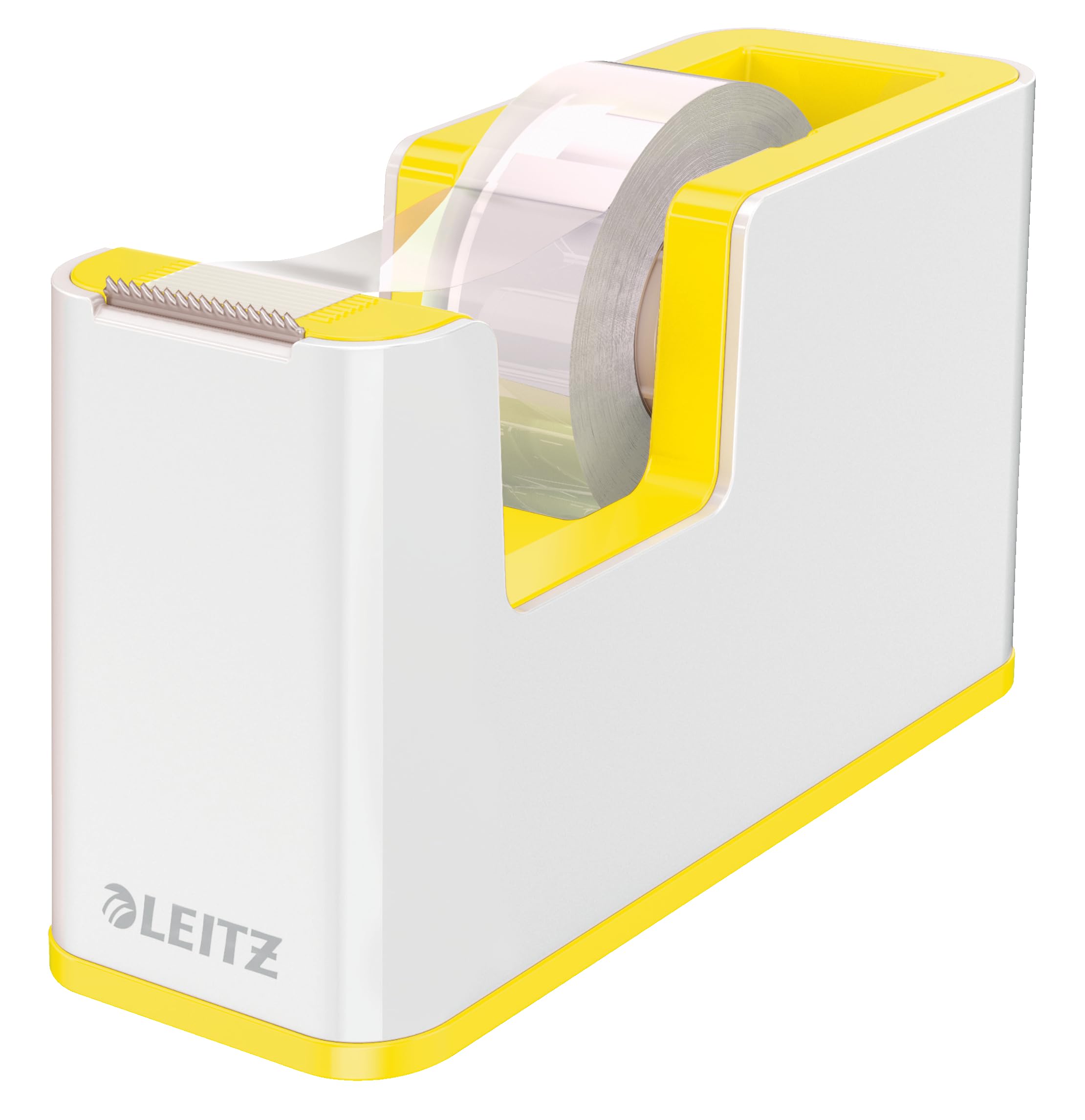 Leitz Tape Dispenser, Heavy Base with Tape, Wow Range, Pearl White/Yellow