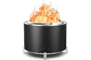 OutVue 27 inch Stainless Steel Smokeless Fire Pit, Outdoor Smokeless Firepit, Wood Burning Fire Pits for Camping, Bonfire, Low Smoke Firepit for Outside (Vertical Hole)