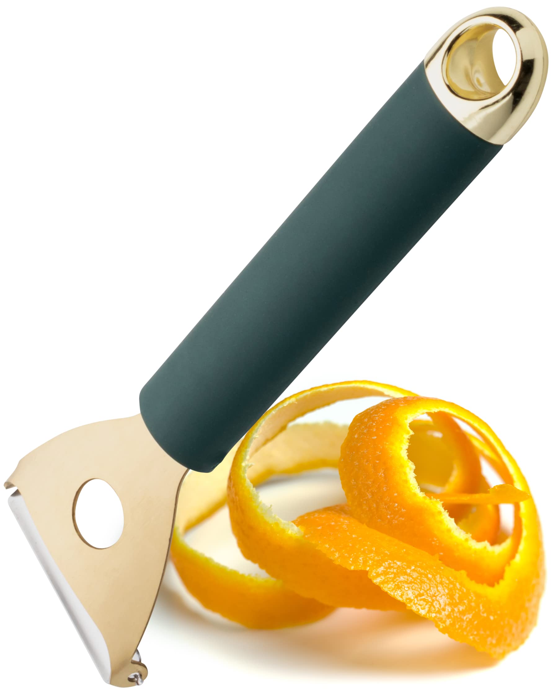 Stainless Steel Precision Peeler Tool - Precision Ground Blade, Easily Peels Carrots, Potatoes and Apples, Glides Smoothly Making Ribbons Of Ingredients. Green And Gold Kitchen Tool With 5yr Guarantee
