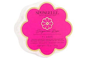 SPONGELLÉ Spongelle Daisy Spongette Bulgarian Rose Wild Flower Buffer Body Scrubber | Bath & Shower Loofah for Women | Exfoliator with Body Wash Infused Sponge | 14+ uses
