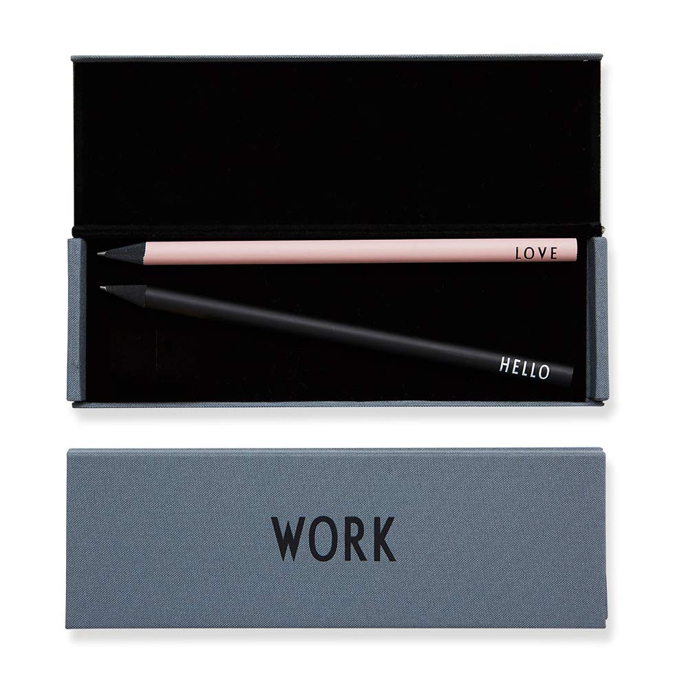 Design Letters Grey Hard Shell Work Pencil Case for Pen, Pencil, Eraser, Ruler Ideal Stationary Storage Gift for Work and School