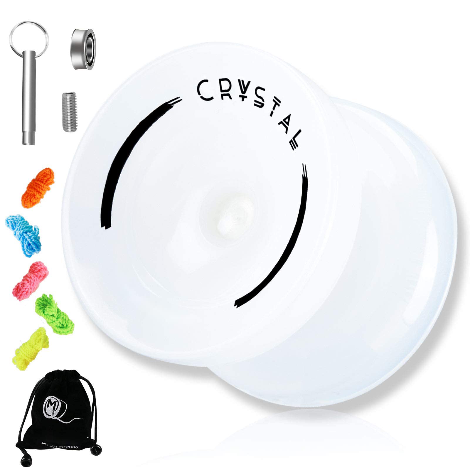 YOSTAR Yoyo K2 CRYSTAL Yoyo for Kids, Responsive Yo-yo for Beginner, Dual Purpose, Replacement Unresponsive Bearing for Intermediate Advanced,with 5 Yoyo Strings,Bag,Bearing Remover(Crystal Cream)