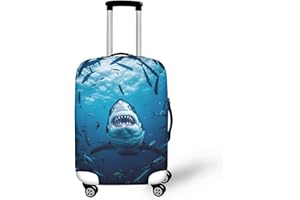 Dremagia Seadworld Shark Luggage Cover 18-21 Inch High Elastic Thickened Travel Suitcase Covers Blue