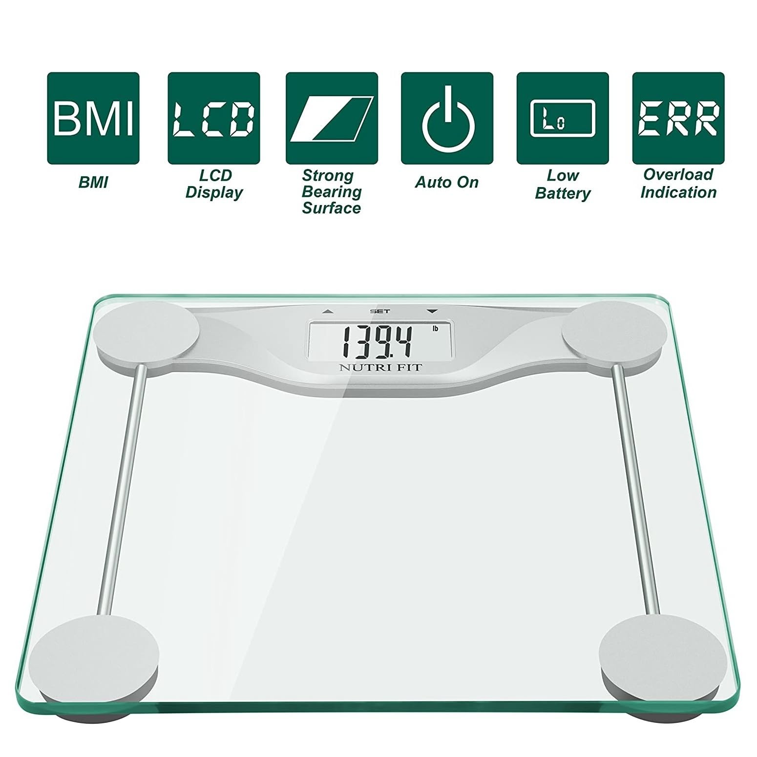NUTRI FIT Digital Body Weight Bathroom Scale BMI, Accurate Weight Measurements Scale,Large Backlight Display and Step-On Technology,400 Pounds