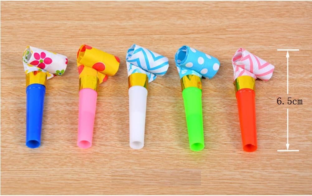 24 Pieces Blowouts Noisemakers Funny Party Blowouts Blowers Musical Blowouts Party Horns Noisemakers Blowouts Whistles, Random Color: Toys & Games