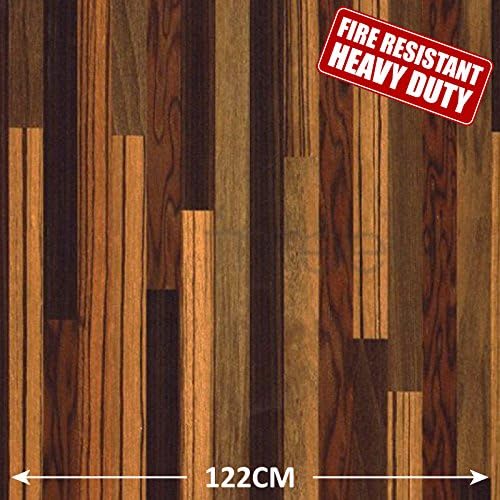 Infeel 5373 Modern Cohiba Wood Effect Heavy Duty Extra Strong Fire Resistant Fire Retardant Self Adhesive Extra Wide Sticky Back Plastic Vinyl Film Wallpaper (122cm(W) x 45m(L))