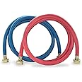 TT FLEX UPC Approved Red and Blue Rubber Washing Machine Fill Connector Inlet Hose,3/4"FHT3/4"FHT,6FT