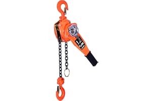 BALWONER 3/4 Ton 1650lbs Manual Lever Hoist Chain Come A Long with 2 Hooks and 10 Feet Chains Orange