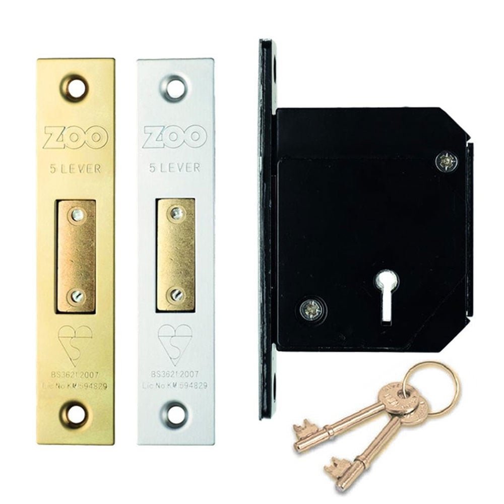 Zoo Hardware BS British Standard 5 Lever Chubb Retro-Fit Door Deadlock Bolt (Satin Stainless, 67mm (2.6"))