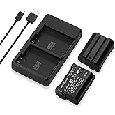 LORDONE EN-EL15C Battery (2-Pack) / EL15a /EL15b and USB Dual Charger Compatible with Nikon Z5,Z5II,Z6III,Z6II, Z6,Z7, Z8, D7500, D500, D7200, D810A,D810,D850 Batteries